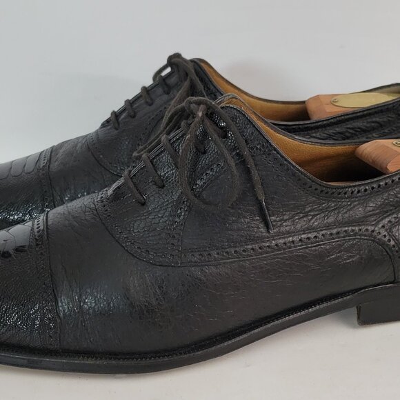 Moreschi Adriano Black Ostrich Leg Leather Cap Toe Oxford Dress Shoes Men\'s 13 M main image 10